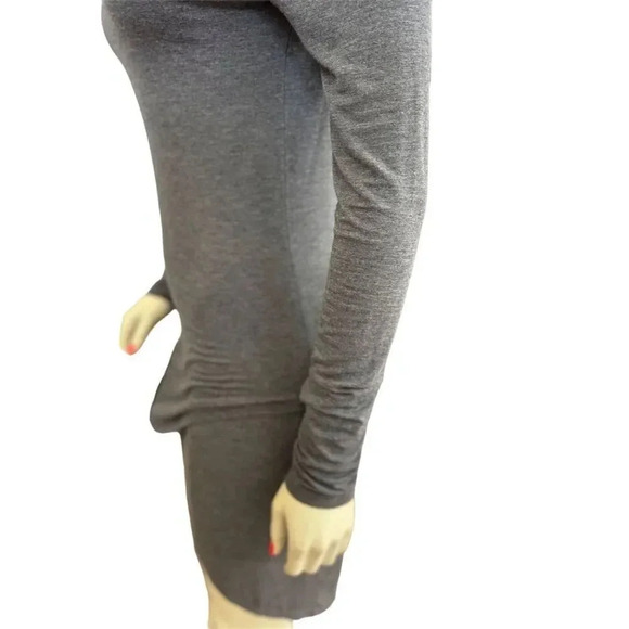 Blue blush Gray Long Sleeve Asymmetrical Hem Bodycon Midi Dress Size M - Picture 10 of 14